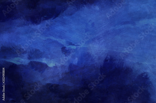 Detailed close-up grunge abstract background. Dry brush strokes hand drawn oil painting on canvas texture. Creative pattern for graphic work, web design or wallpaper. Retro style dirty blue artwork.