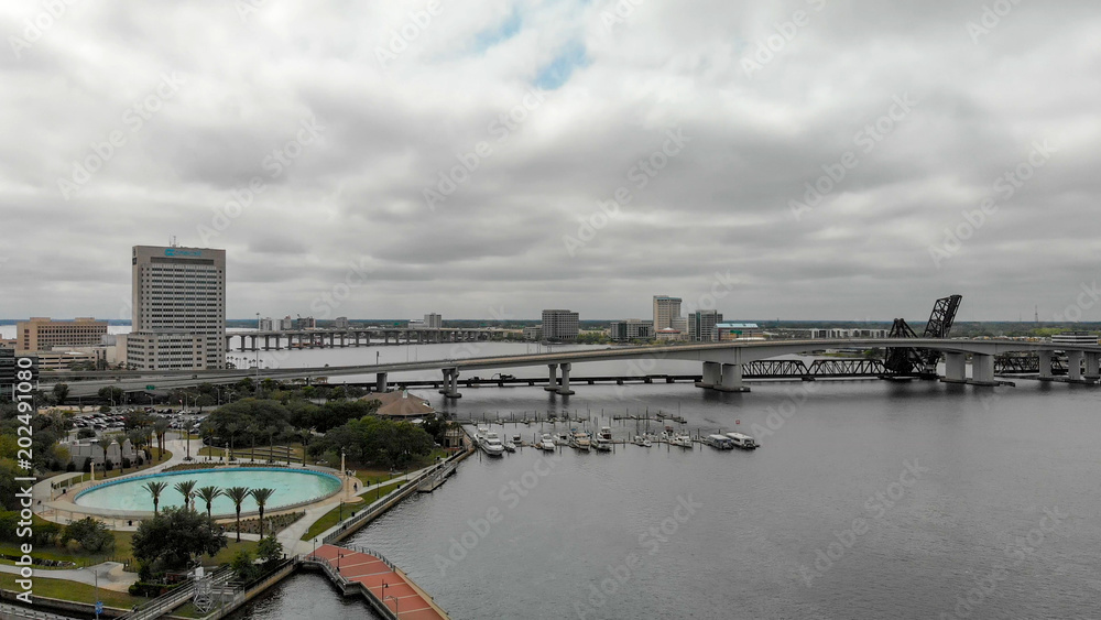 Jacksonville aerial view on a cloudy day, Florida