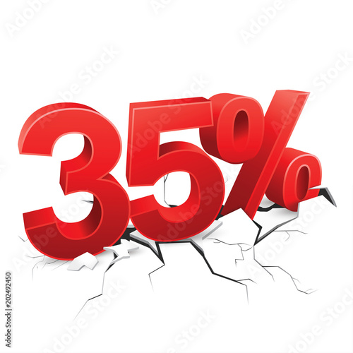35 percent discount breaks ground on white background