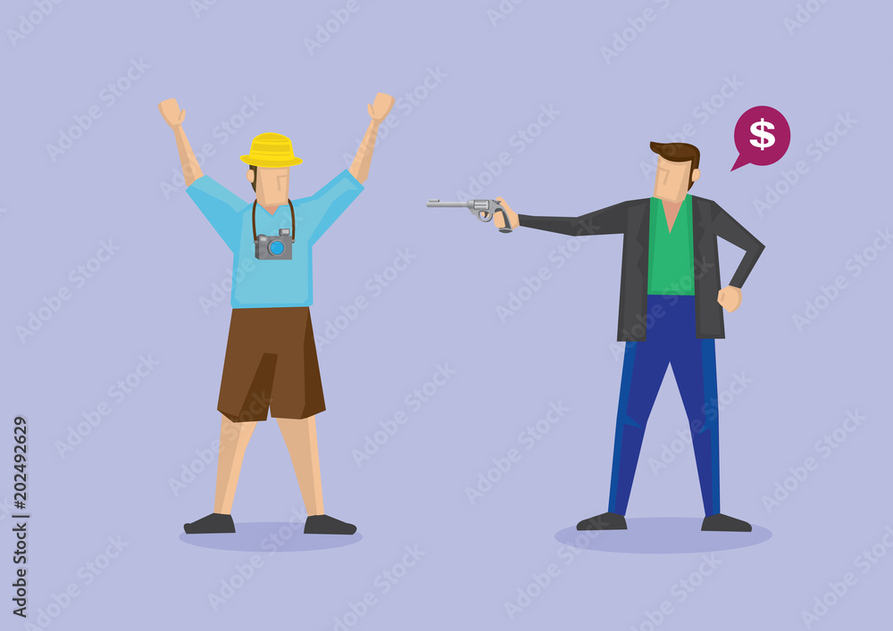 Robber and Tourist Conceptual Vector Illustration Robber and Tourist Conceptual Vector Illustration