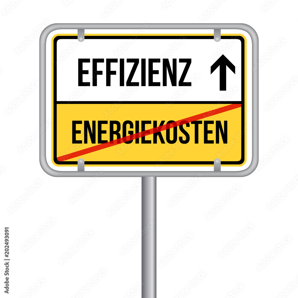Energiekosten Effizienz Schild - Energie sparen -  Isoliert Vektor Eps10.