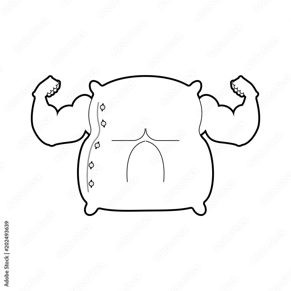 Naklejka premium Strong Pillow fight. Big bed linen. Vector illustration
