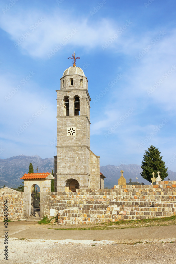 View of Saint Jovan Church in Tivat village Bogisici, Montenegro