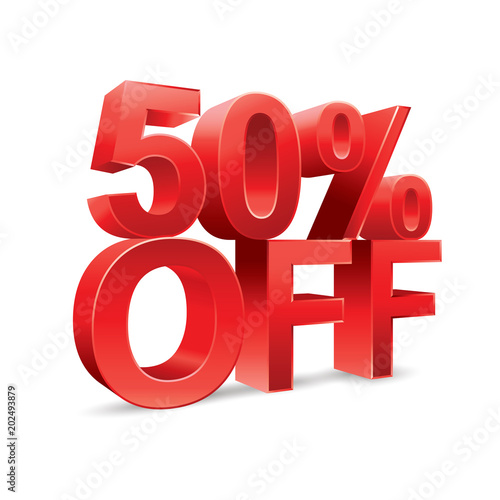 50 percent off Promotional discount on white background