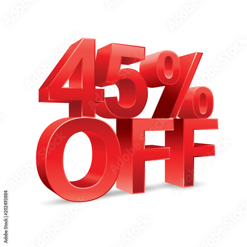 45 percent off Promotional discount on white background