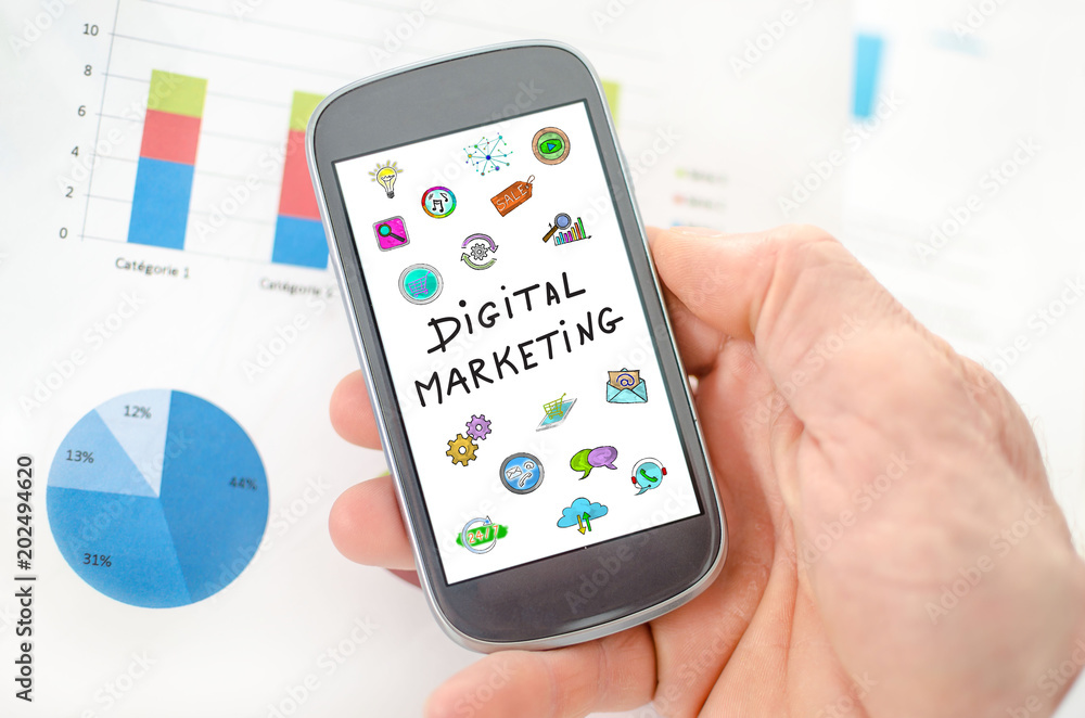 Digital marketing concept on a smartphone