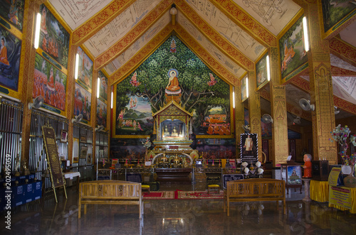 Wat Chonprathan Rangsan for thai people visit and praying respect Gilded Buddha image in Tak, Thailand © tuayai