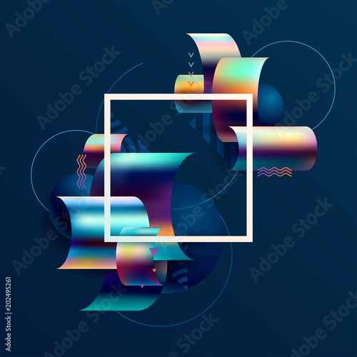 Abstract colorful design poster. Fluid  composition.