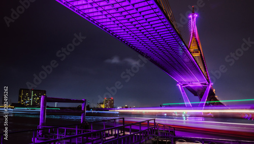 Photography Beautiful bridge in bangkok with longexposure shot