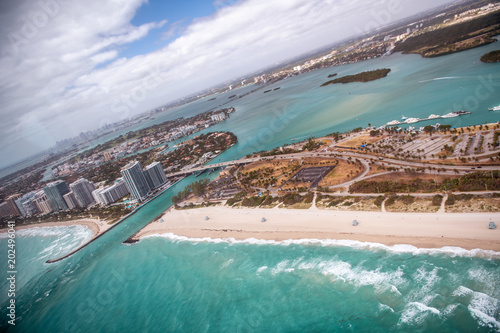 Miami Beach coastline and Haulover Park as seen from helicopter photo