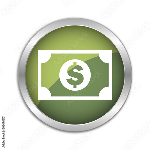 Button Set - dunkelgrün mit silbernem Ring - Geldschein - Dollar