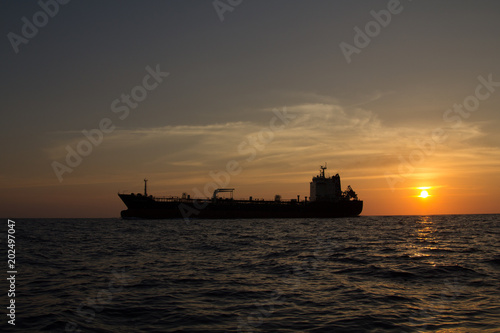 Tanker ship passing the Similan islands in the Adaman Sea in Thailand