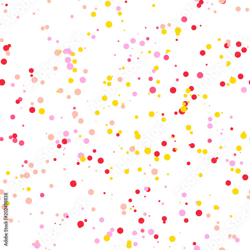 Vector Illustration. Celebration confetti seamless pattern. Colorful paper confetti texture for party design hot colors