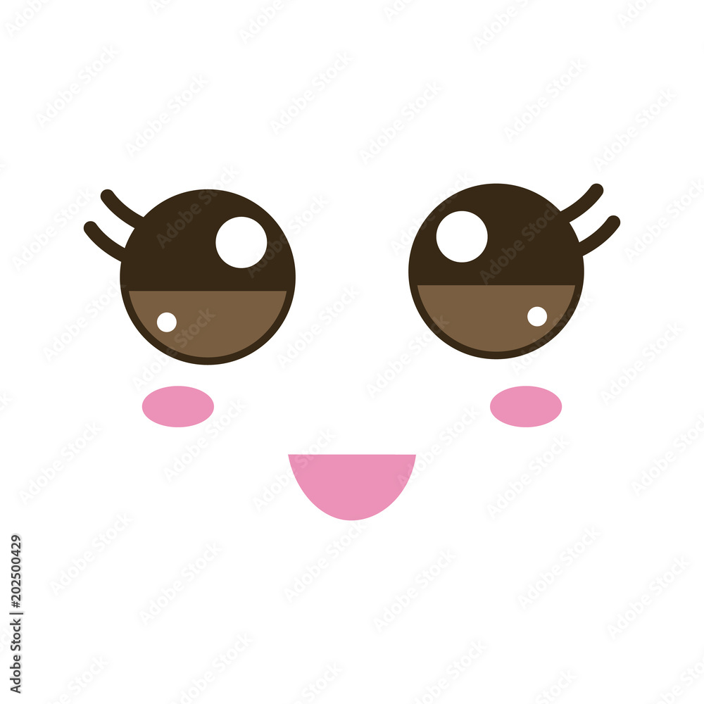 Fototapeta premium Vector illustration with kawaii faces