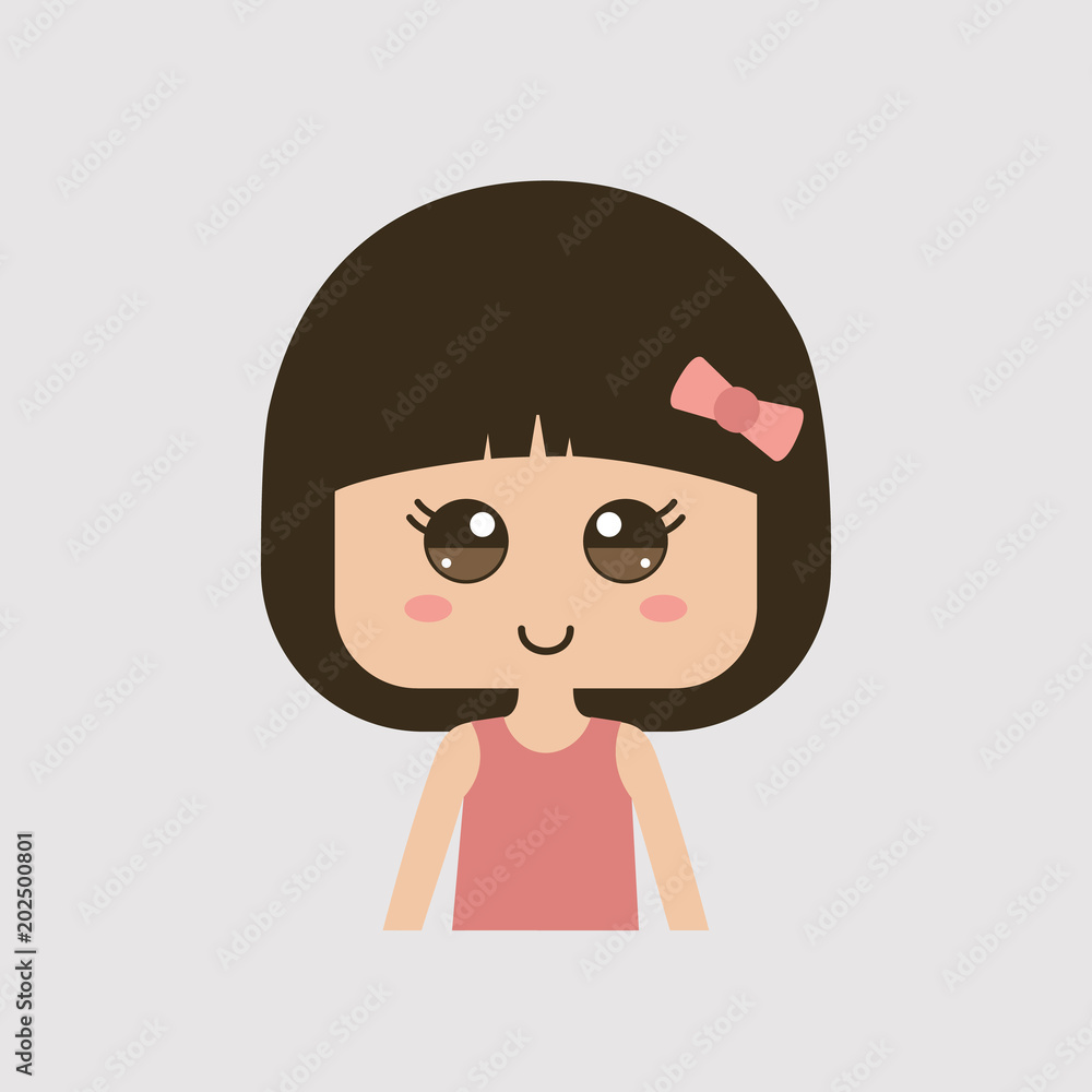 Vector illustration with kawaii girl Vector illustration with kawaii girl