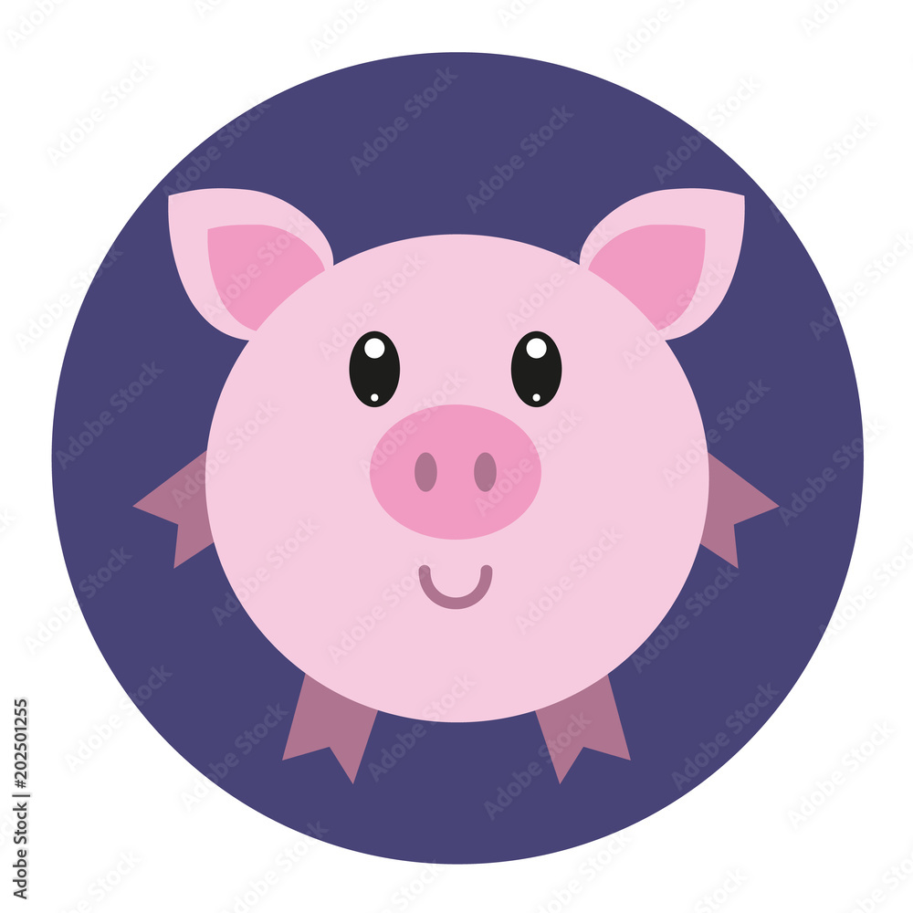 Vector illustration of pink pig in flat style Vector illustration of pink pig in flat style