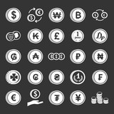 Coin icon set vector white isolated on grey background 