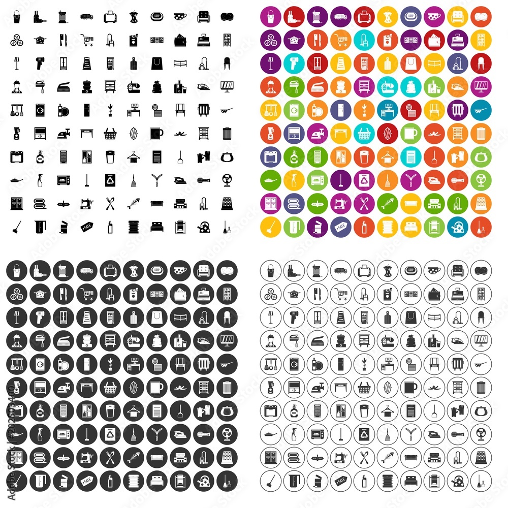100 housework icons set vector in 4 variant for any web design isolated on white 100 housework icons set vector in 4 variant for any web design isolated on white