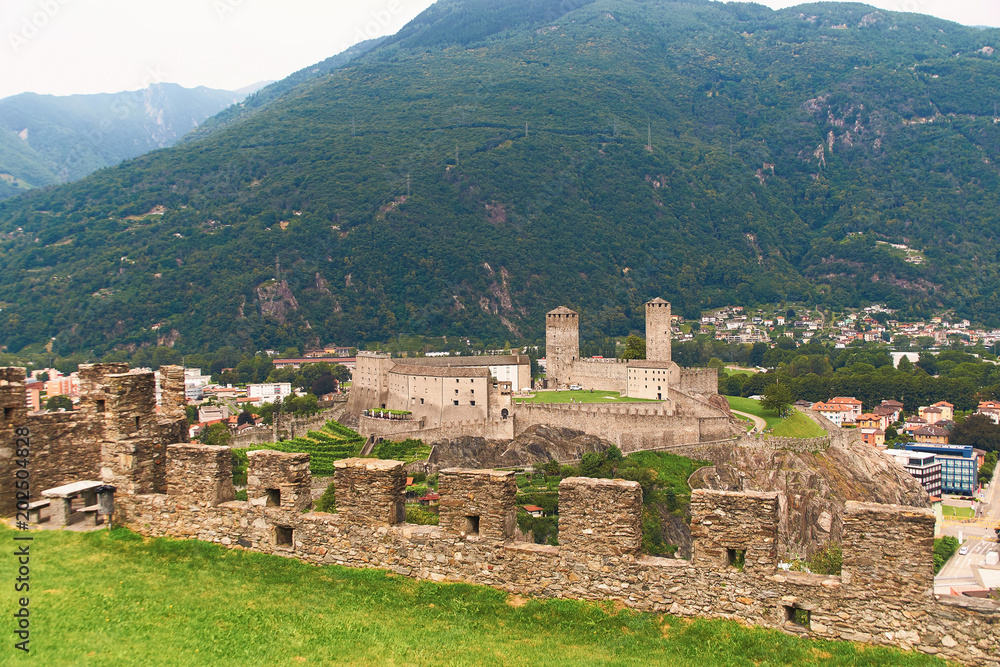 Φωτογραφία View of beautiful ancient city of Bellinzona in Switzerland with Castelgrande ca