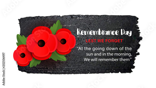 Remembrance Day vector poster on a hand drawn ink background.