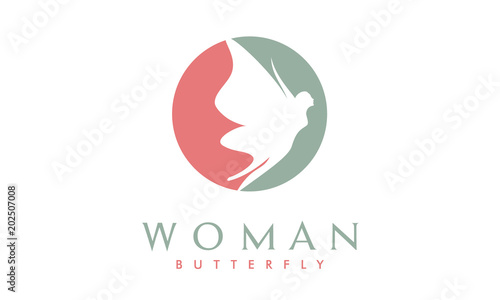 Flying Butterfly with Beauty Woman Body logo design inspiration