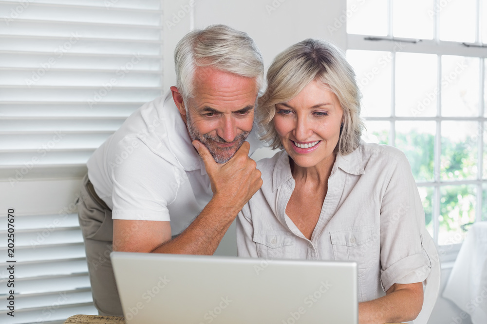 Fototapeta premium Mature couple using laptop