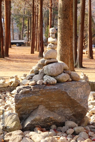Stack of stones for zen with pray