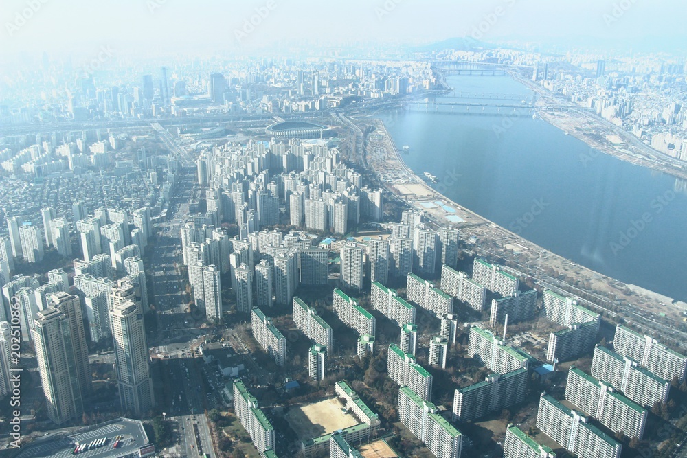 Fotografie Landscape seoul city and han river, South Korea