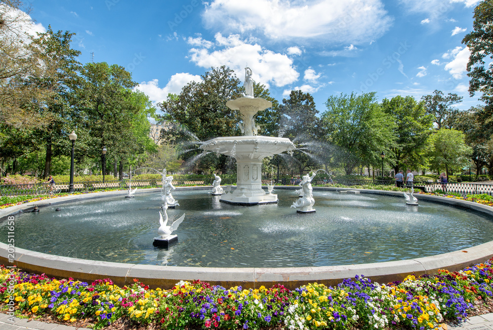 Fountain of Forsyth Park in Savannah, Georgia - USA