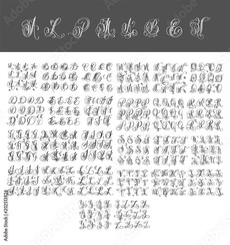 mega set of calligraphy hand written alphabet design