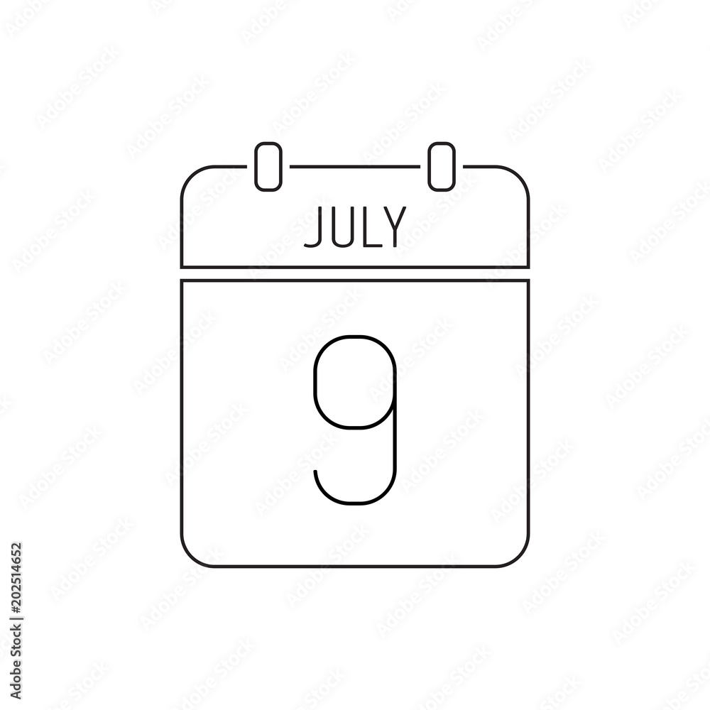 July 9 calendar icon thin line. Day of employees of the diplomatic service of Azerbaijan, the uniqueness of Argentina July 9 calendar icon thin line. Day of employees of the diplomatic service of Azerbaijan, the uniqueness of Argentina