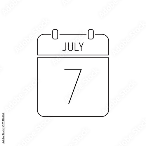 July 7 calendar icon thin line. Day of military glory of Russia, cooperatives, Christmas of the honorable glorious Prophet