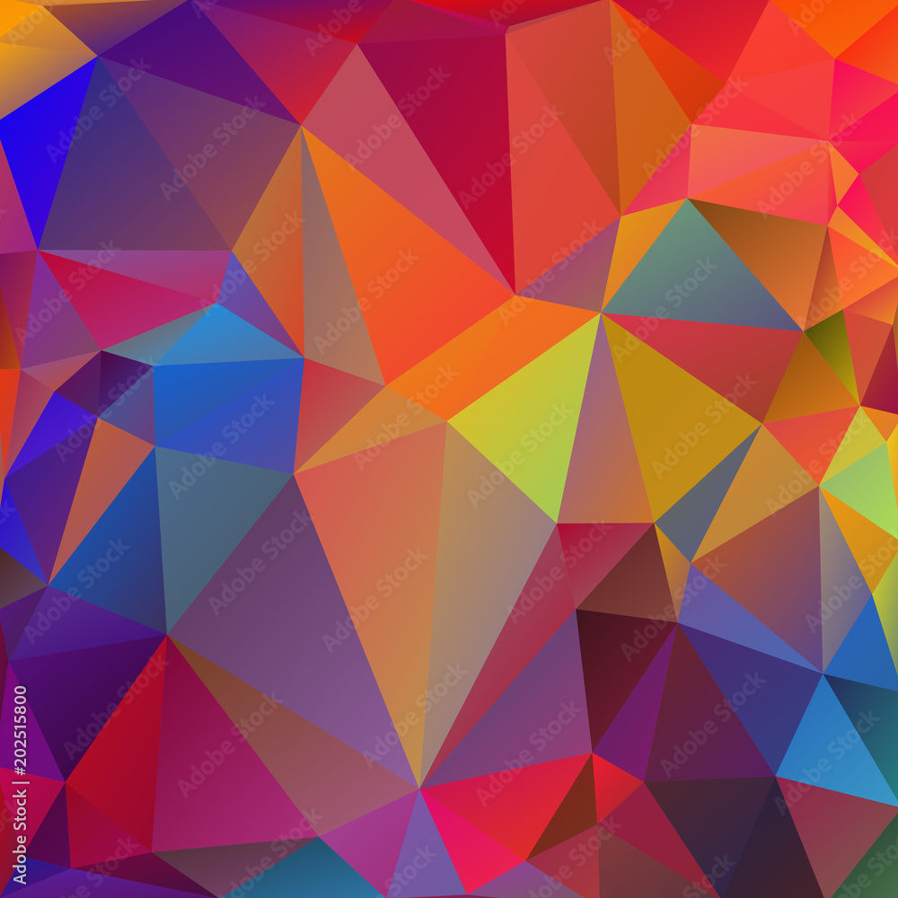 Pink, red square festive abstract background of triangles of blue, purple, red shades Pink, red square festive abstract background of triangles of blue, purple, red shades