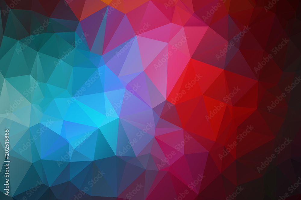 Red and green gradient abstract background of triangles