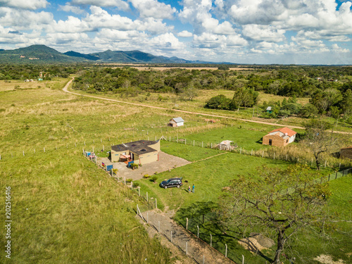Aerial view in Paraguay overlooking the Ybytyruzu Mountains. photo