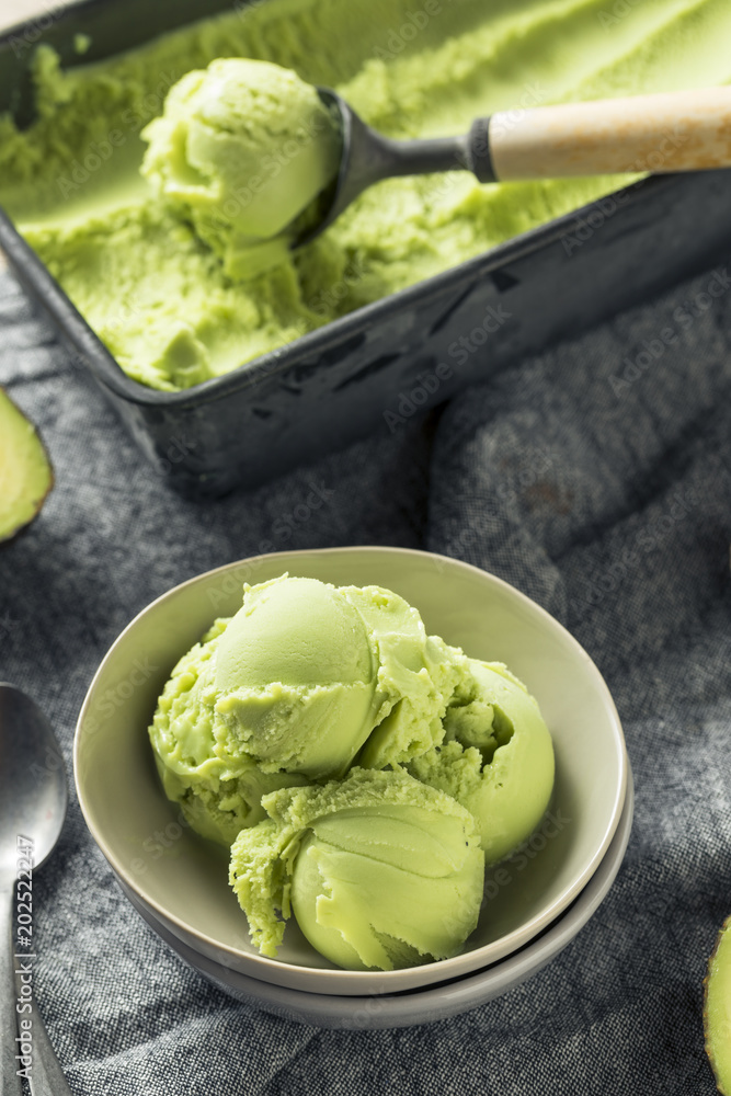 Homemade Green Organic Avocado Ice Cream Homemade Green Organic Avocado Ice Cream