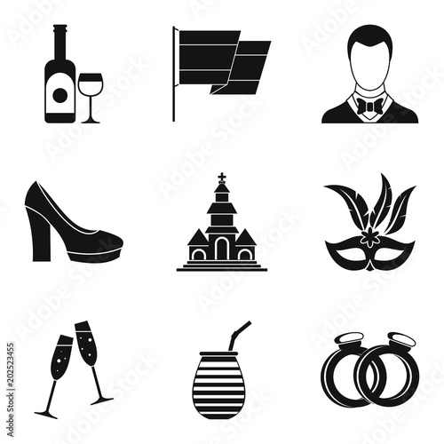 Wine icons set. Simple set of 9 wine vector icons for web isolated on white background