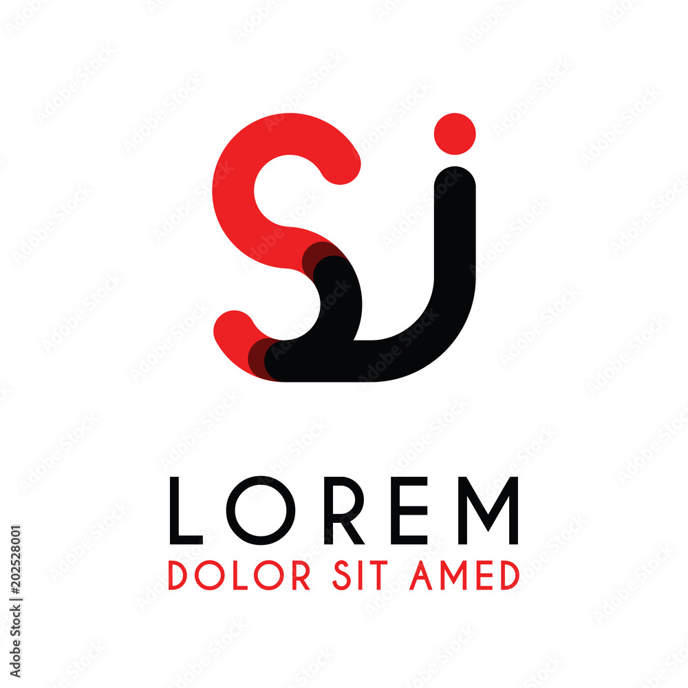initial Letter SJ with red Black and has rounded corners initial Letter SJ with red Black and has rounded corners