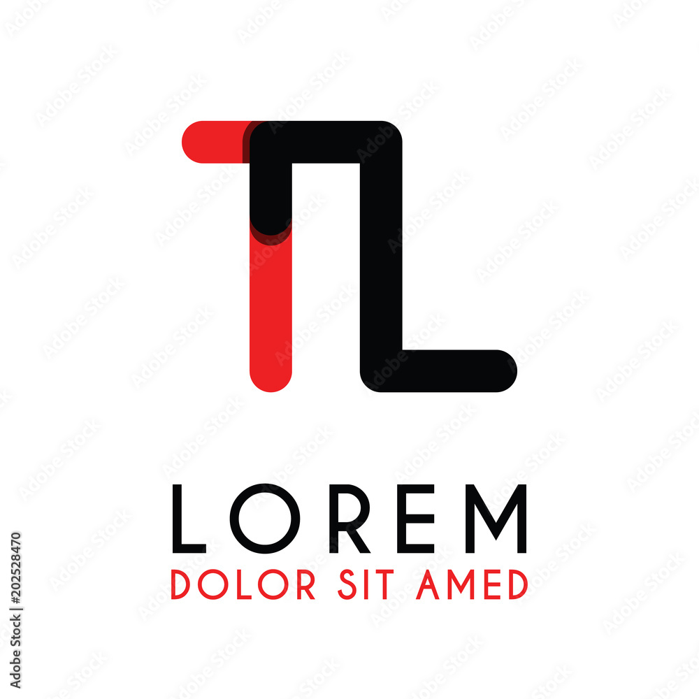 initial Letter TL with red Black and has rounded corners initial Letter TL with red Black and has rounded corners