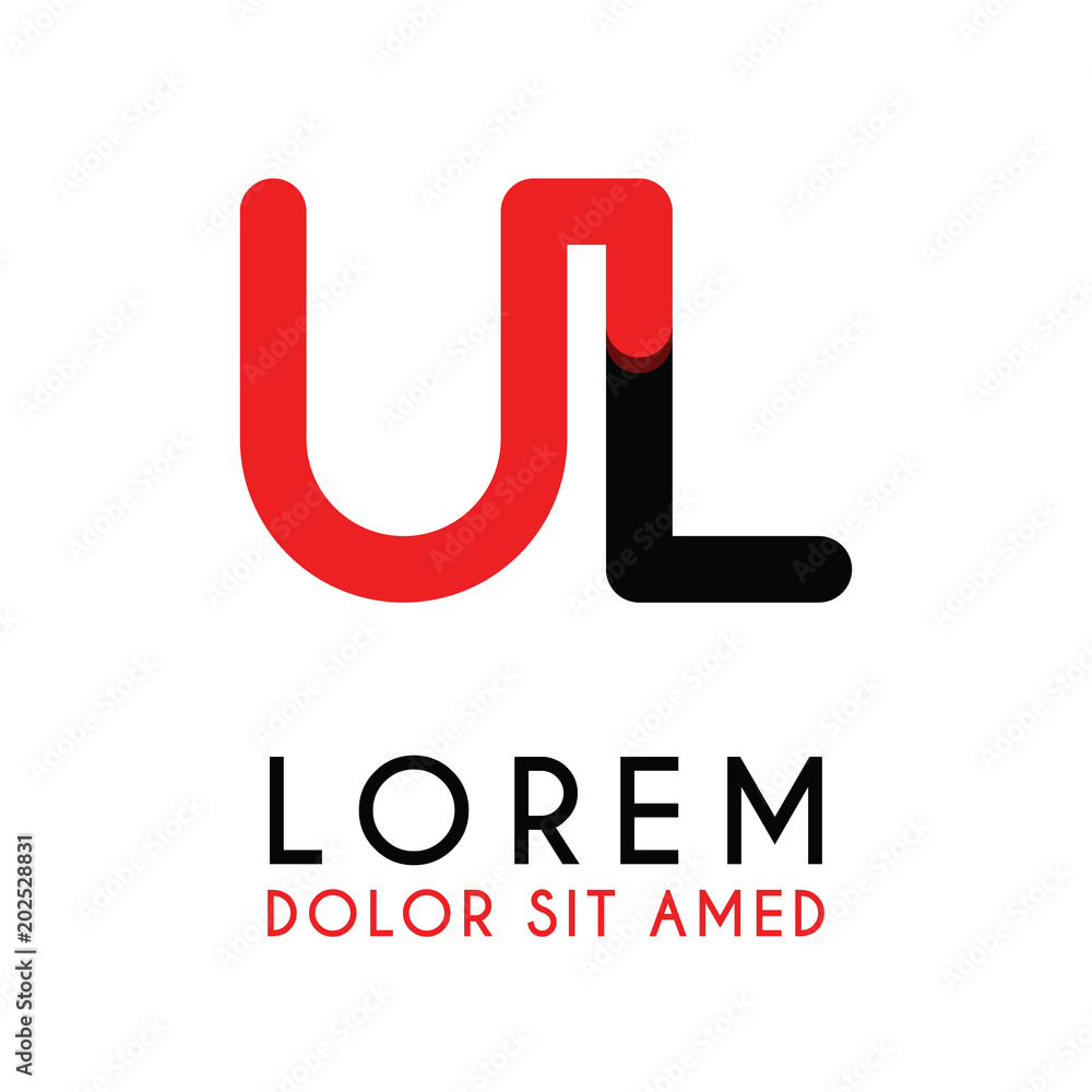initial Letter UL with red Black and has rounded corners initial Letter UL with red Black and has rounded corners