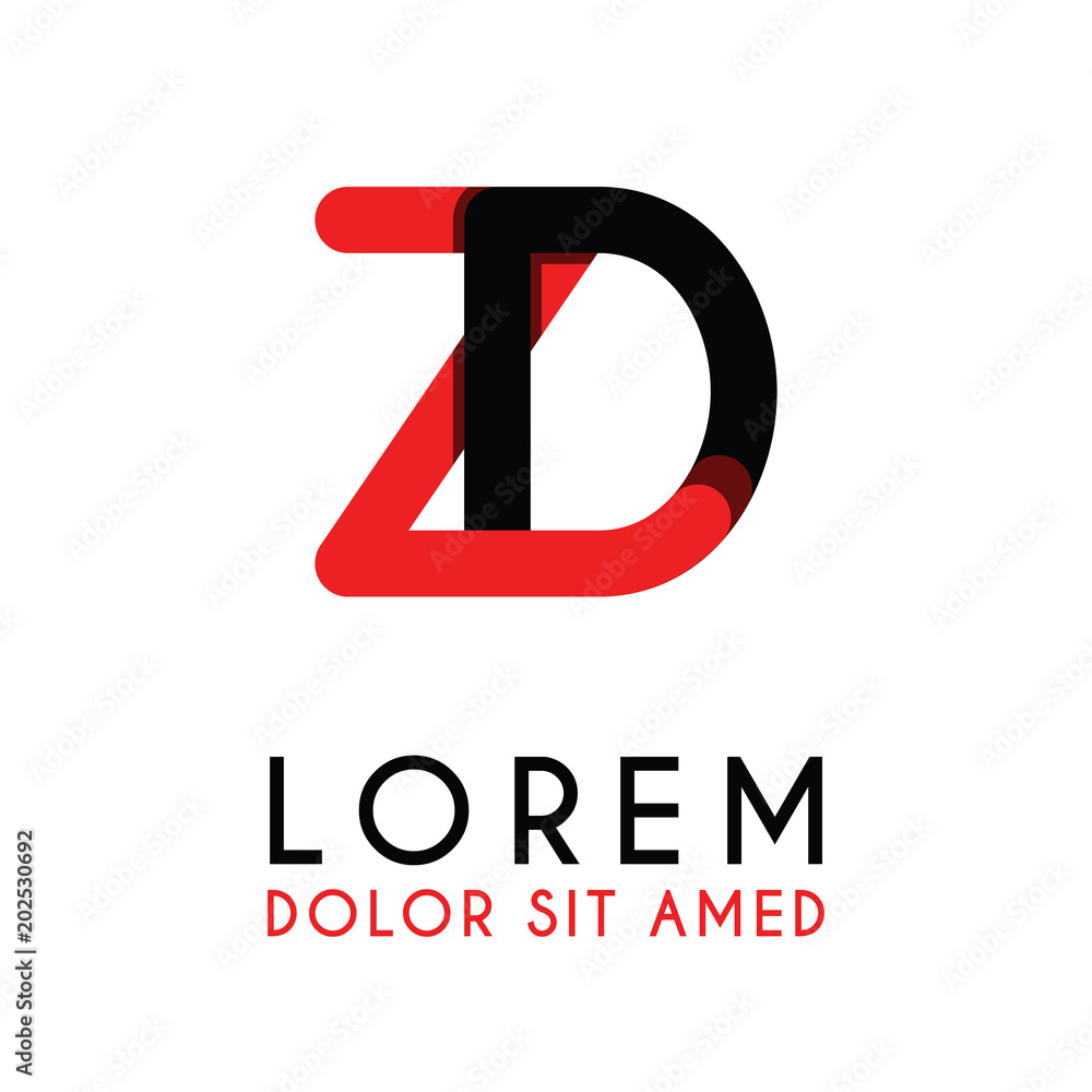 initial Letter ZD with red Black and has rounded corners initial Letter ZD with red Black and has rounded corners