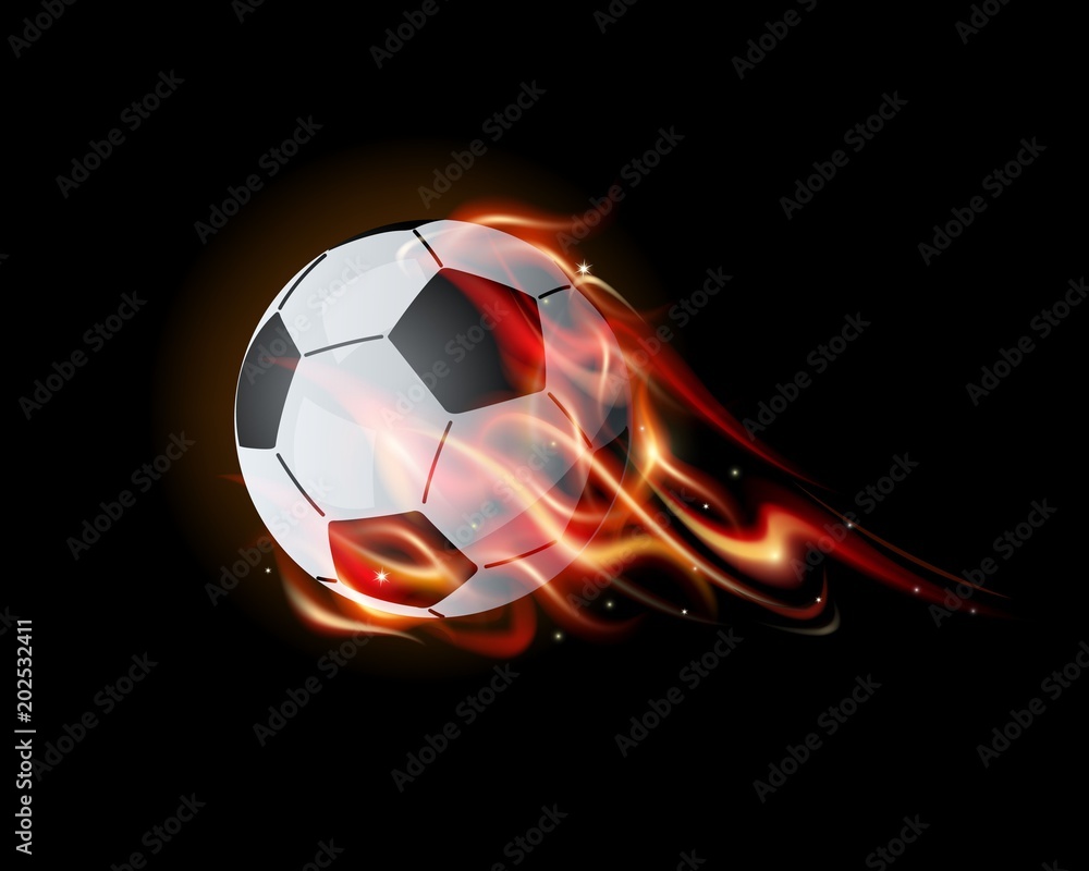 Naklejka premium Football with flames