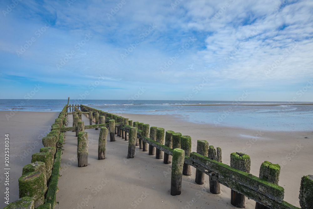 Lonely Beach At Domburg Veere With Timber Piles Netherlands Lonely Beach At Domburg Veere With Timber Piles Netherlands