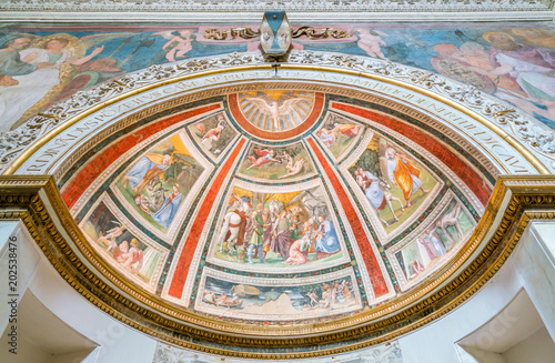 The Ponzetti Chapel by Baldassarre Peruzzi in the Church of Santa Maria della Pace in Rome, Italy.