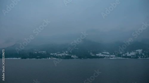 Timelapse of clouds above a lake photo