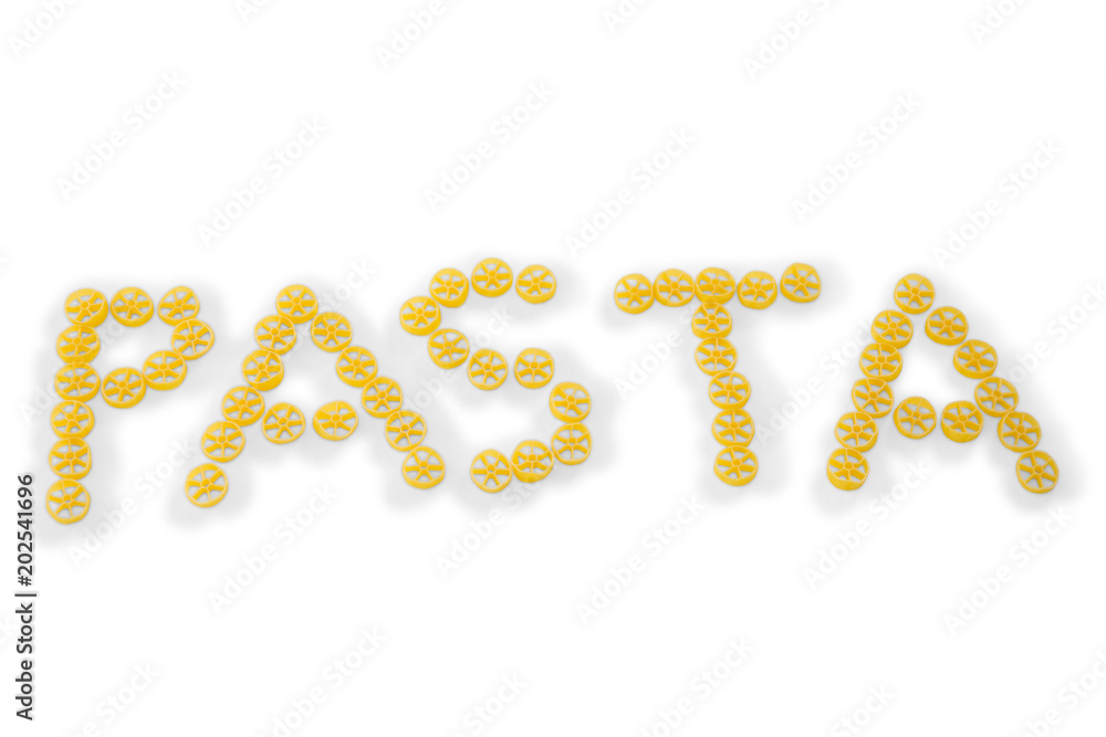 Pasta text made from rotelle