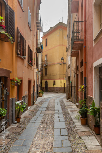 Typical streets of the town Bosa  Sardinia
