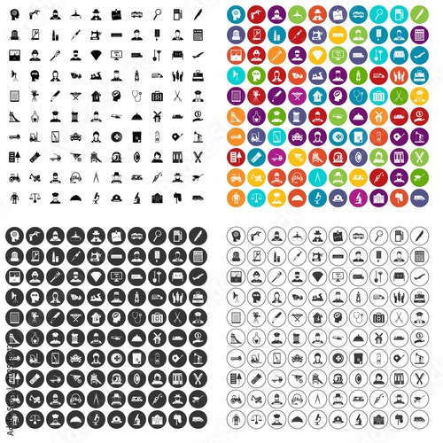 100 labour icons set vector in 4 variant for any web design isolated on white