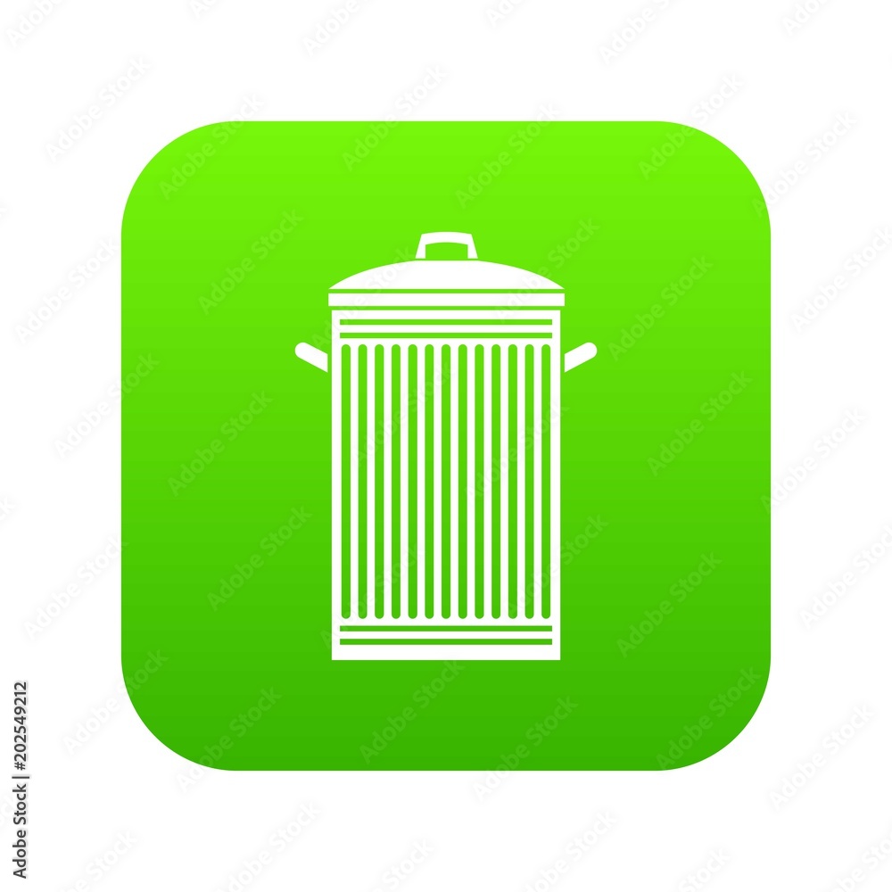 Trash can icon digital green for any design isolated on white vector illustration Trash can icon digital green for any design isolated on white vector illustration