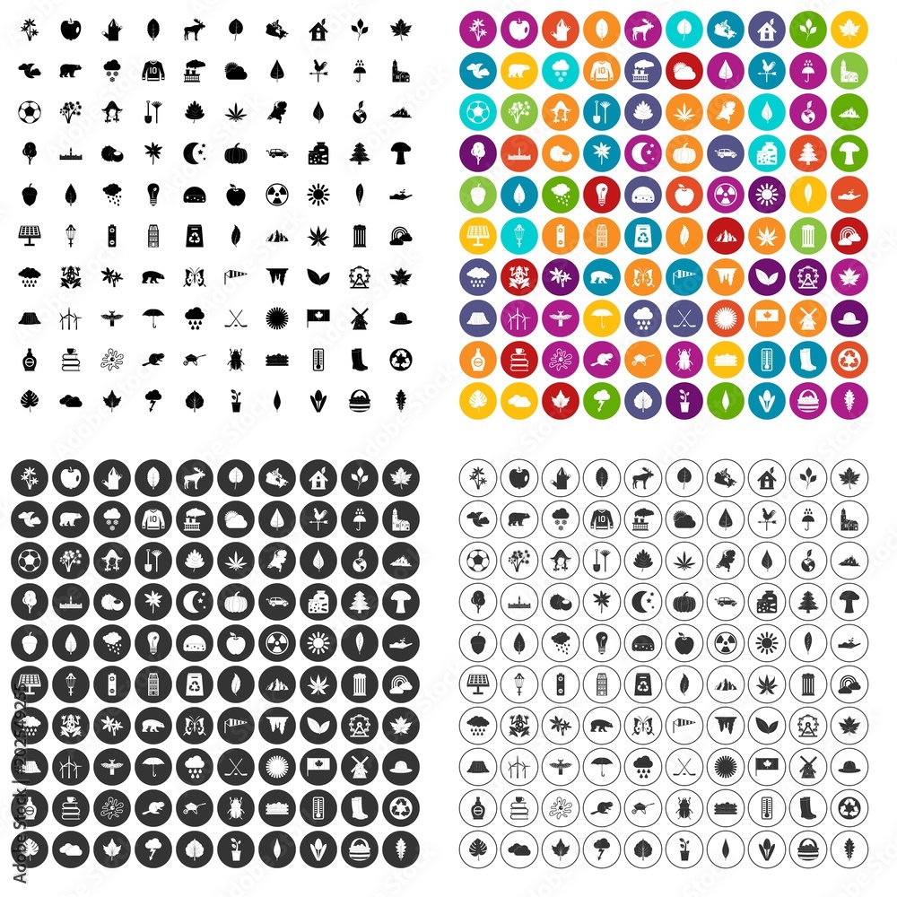 100 leaf icons set vector in 4 variant for any web design isolated on white